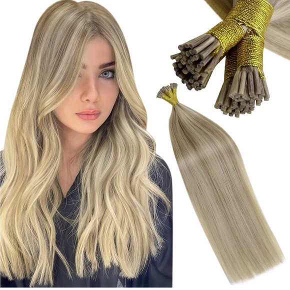Hair 18 Itip Extensions Real Human Hair 18inch Ash Blonde Highlighted